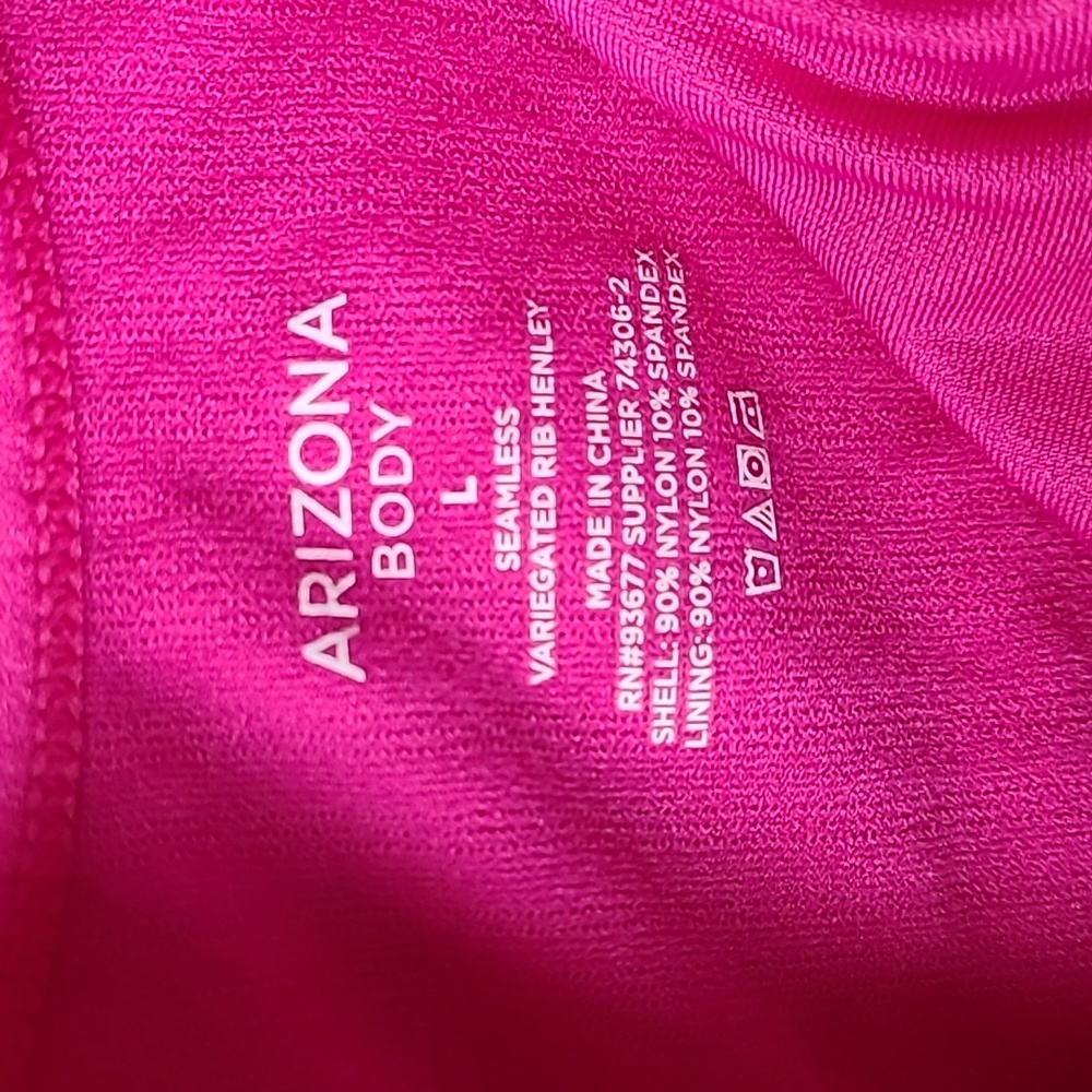 ARIZONA BODY SEAMLESS VARIEGATED RIB HENLEY‎ PADDED BRA SIZE LARGE HOT PINK - Picture 2 of 5